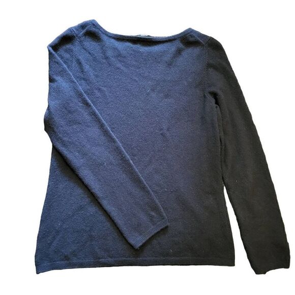 Talbots Sweater Women's Medium Black Pure Cashmere Crew Neck Pullover - Picture 3 of 4